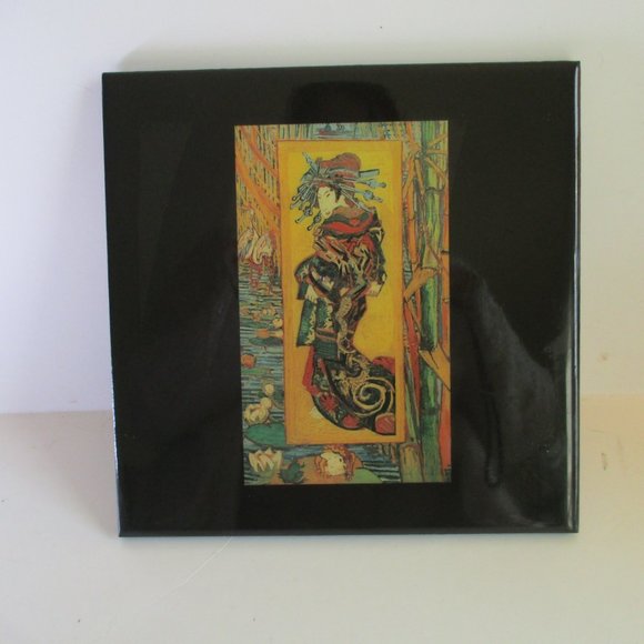 *Ceramic Tile 'The Actor' in Golds and Greens by Vincent van Gogh Wall Decor - Picture 2 of 4